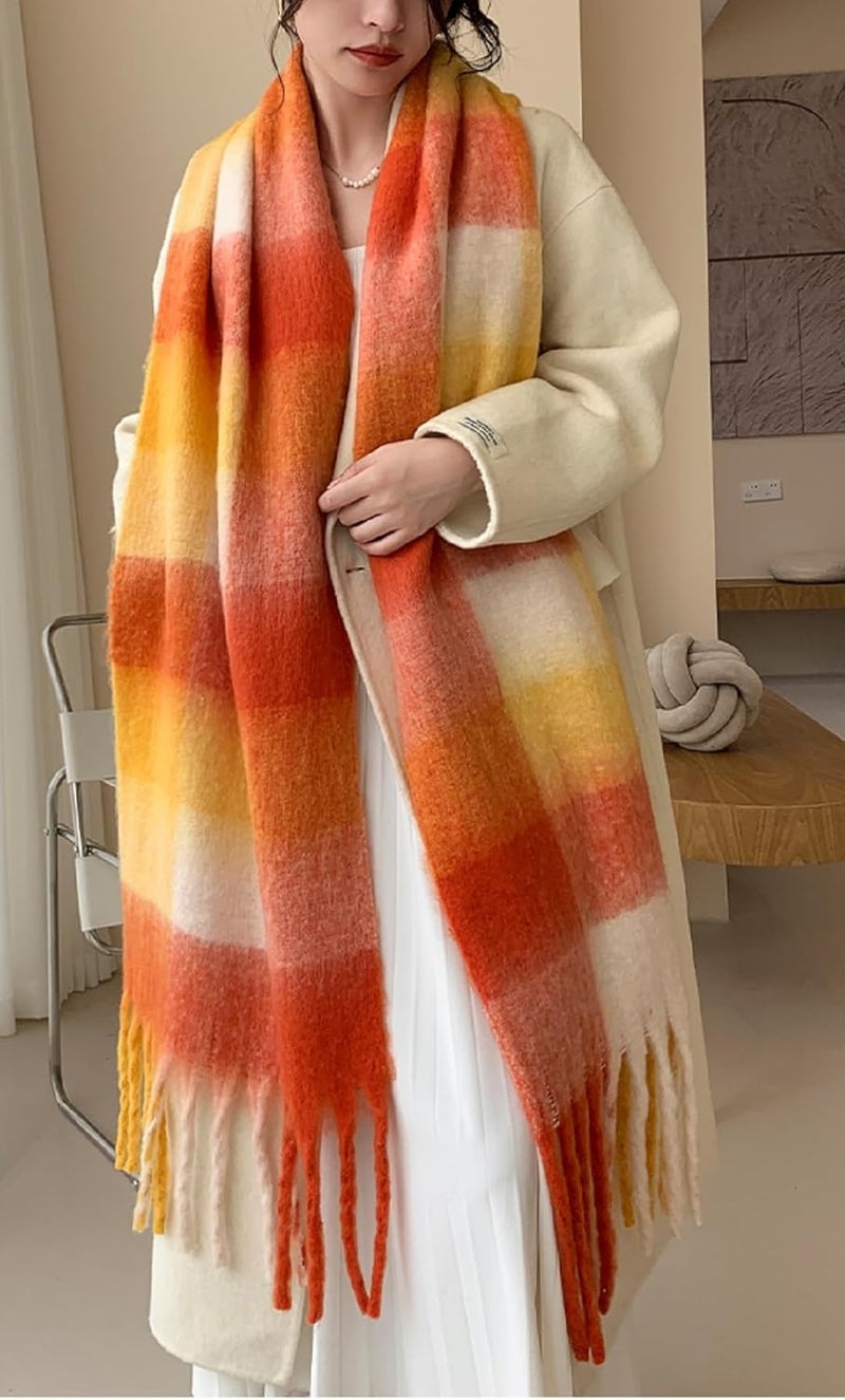 Wander Agio Winter Women Warm Scarf Long Shawl Large Scarves Cold Weather Thick Blanket Scarfs Colorful Plaid - Image 2